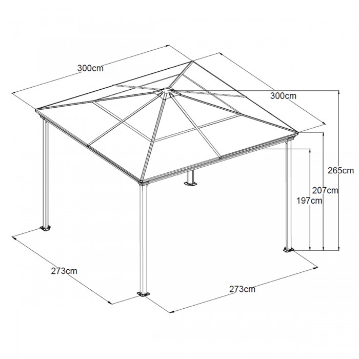 Altana ogrodowa aluminiowa, antracytowa - Libra I 3x3m Grindi - 2