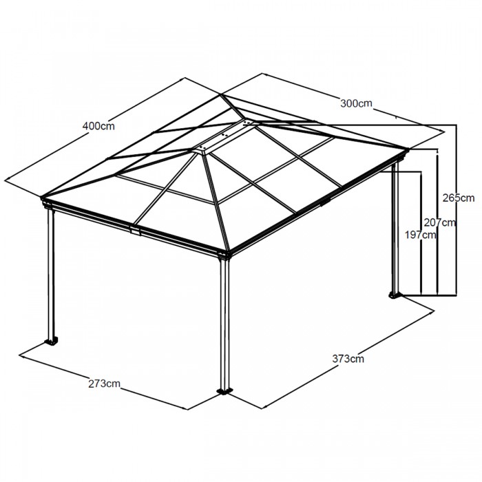 Altana ogrodowa aluminiowa, antracytowa - Libra I 4x3m Grindi - 8