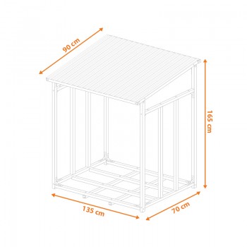 Drewutnia, stojak na drewno kominkowe 135x70x165 - Rakau II Grindi - 8