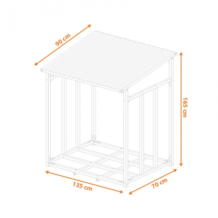 Drewutnia, stojak na drewno kominkowe 135x70x165 - Rakau II Grindi - 8