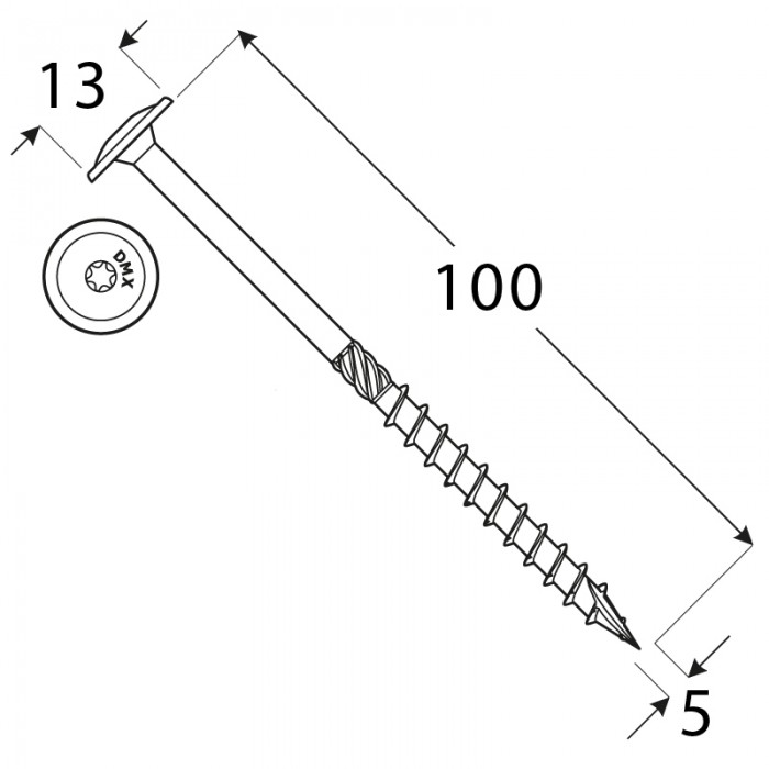 Wkręty ciesielskie z łbem talerzowym 5mm - CT - karton DMX - 17