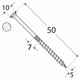Wkręty ciesielskie do drewna z łbem stożkowym 5mm - CS - karton 5kg DMX - 10