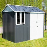 Domek ogrodowy metalowy, szary - Betula - 172x259x229 Grindi - 2