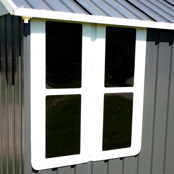 Domek ogrodowy metalowy, szary - Betula - 172x259x229 Grindi - 5