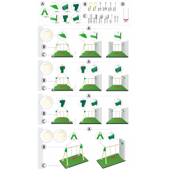 Zestaw montażowy huśtawki do belki kwadratowej 90mm - czerwony Grindi - 2