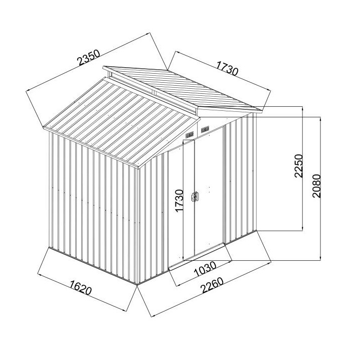 Domek ogrodowy metalowy, szary - Ulmus I - 173x235x225 Grindi - 9