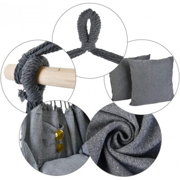 Hamak - Fotel szary 130x100 z drewnianą poprzeczką - Havana Grindi - 9