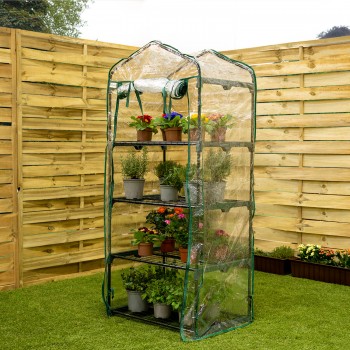 Szklarnia ogrodowa 4-półkowa przezroczysta - 70x50x158 - Kalmia Grindi - 3
