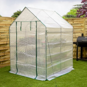 Szklarnia ogrodowa biała domek - 143x143x195 - Canna II Grindi - 8