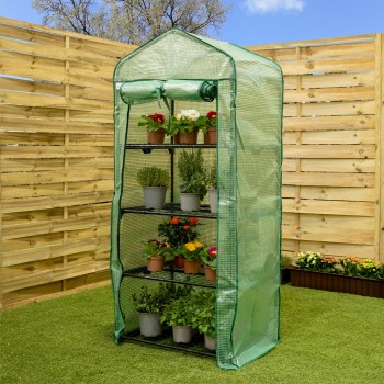 Szklarnia ogrodowa zielona 4-półkowa - 70x50x158 - Crocus II Grindi - 3