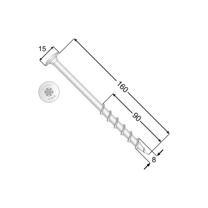 Wkręt do gazobetonu z łbem talerzowym 8mm - GT DMX - 8