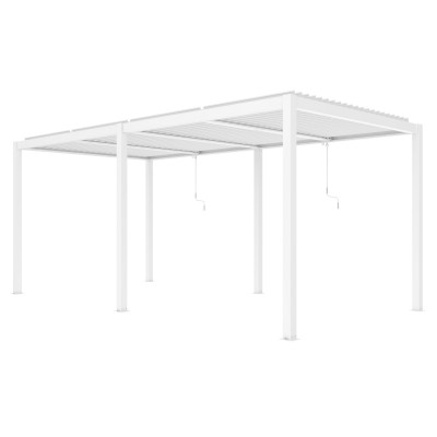 Pergola tarasowa, biała aluminiowa z otwieranym dachem - Kea V 8x4m