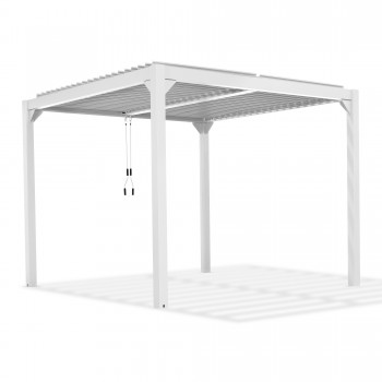 Pergola tarasowa, biała aluminiowa z otwieranym dachem - Kea VI 4x4m Grindi - 1