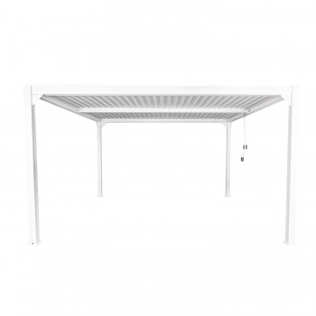 Pergola tarasowa, biała aluminiowa z otwieranym dachem - Kea VI 4x4m Grindi - 2