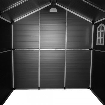 Domek ogrodowy plastikowy, szary - Bellis II -  242x192x239 Grindi - 7