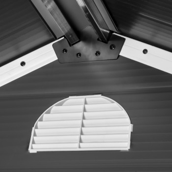 Domek ogrodowy plastikowy, szary - Bellis II -  242x192x239 Grindi - 14