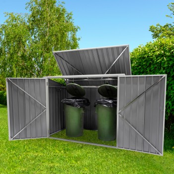 Szafa Schowek ogrodowy metalowy - szary - 173x101x131 - Phlox Grindi - 3