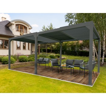 Pergola tarasowa, szara aluminiowa z otwieranym dachem - Kea III 6x3m Grindi - 3