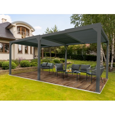 Pergola tarasowa, szara aluminiowa z otwieranym dachem - Kea III 6x3m Grindi - 3
