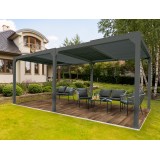 Pergola tarasowa, szara aluminiowa z otwieranym dachem - Kea III 6x3m Grindi - 3