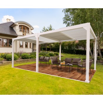 Pergola tarasowa, biała aluminiowa z otwieranym dachem - Kea III 6x3m Grindi - 3