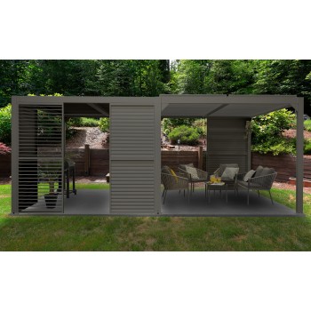 Pergola tarasowa, szara aluminiowa z otwieranym dachem - Kea IV 6x4mm Grindi - 3
