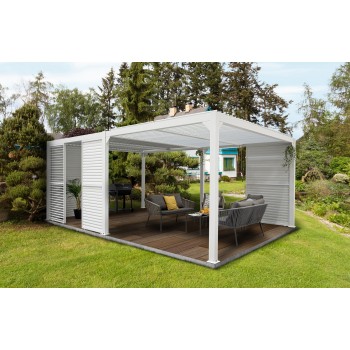 Pergola tarasowa, biała aluminiowa z otwieranym dachem - Kea IV 6x4m Grindi - 3