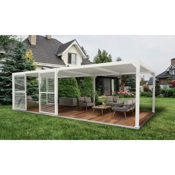 Pergola tarasowa, biała aluminiowa z otwieranym dachem - Kea V 8x4m Grindi - 3