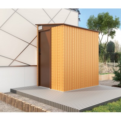 Domek ogrodowy metalowy 150x194x187 - Salix, imitacja drewna Grindi - 5