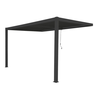 Pergola tarasowa przyścienna aluminiowa, szara - Kea VII 4x3m