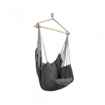 Hamak - Fotel szary 130x100 z drewnianą poprzeczką - Havana Grindi - 2