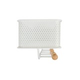 Wieszak ścienny na ubrania z koszykiem WUO - Biały Velano - 3