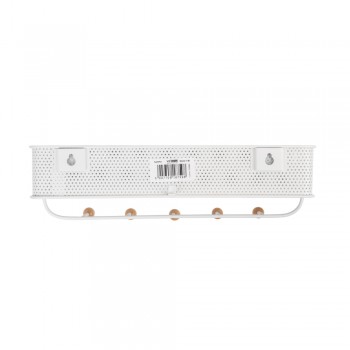 Wieszak ścienny na ubrania z koszykiem WUO - Biały Velano - 4