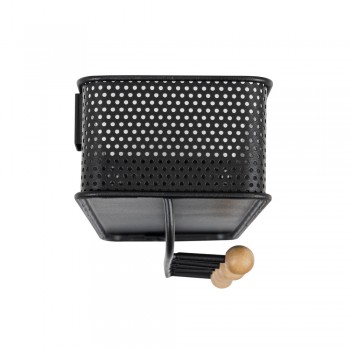 Wieszak ścienny na ubrania z koszykiem WUO - Czarny Velano - 4