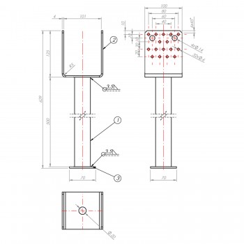 Podstawa słupa kotwa do betonu na długiej rurze PSS R500 GRUNDLINE - 2
