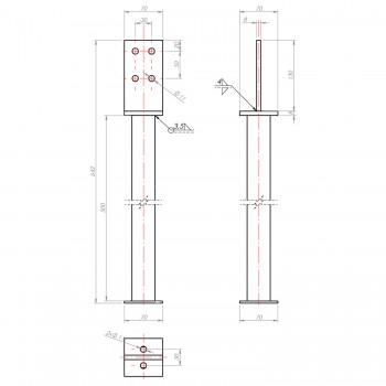 Podstawa słupa kotwa do betonu na długiej rurze PSW R500 GRUNDLINE - 2