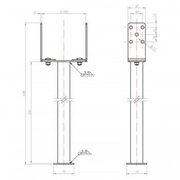 Podstawa słupa regulowana na długiej rurze PSRU R500 GRUNDLINE - 2