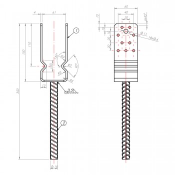 Podstawa słupa - przykręcana do betonu - PSSZ GRUNDLINE - 2