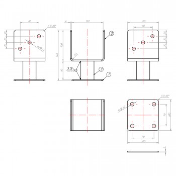 Podstawa słupa - przykręcana do betonu - PMFU GRUNDLINE - 2