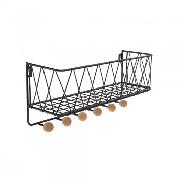 Wieszak ścienny na ubrania z koszykiem WUO 2 - Czarny Domax Home - 1