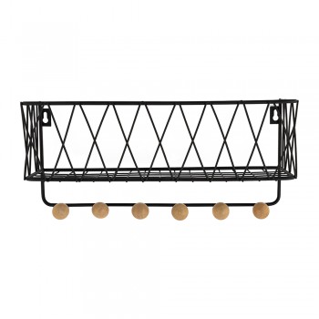 Wieszak ścienny na ubrania z koszykiem WUO 2 - Czarny Domax Home - 2