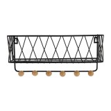 Wieszak ścienny na ubrania z koszykiem WUO 2 - Czarny Domax Home - 2