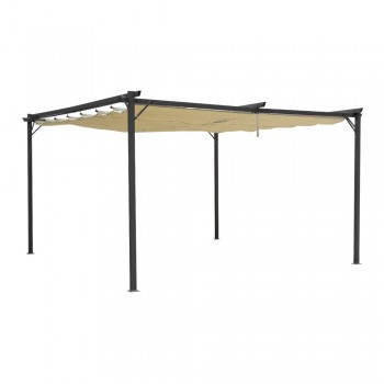 Pergola tarasowa szara z beżowym poszyciem - Irda III 4x4m Grindi - 1