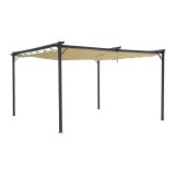 Pergola tarasowa szara z beżowym poszyciem - Irda III 4x4m Grindi - 1