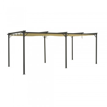 Pergola tarasowa szara z beżowym poszyciem - Irda IV 3x6m Grindi - 1