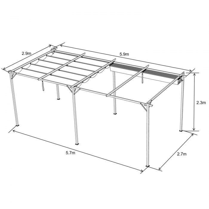 Pergola tarasowa szara z beżowym poszyciem - Irda IV 3x6m Grindi - 4