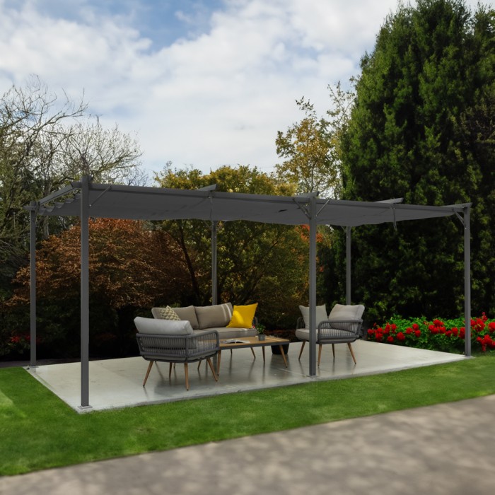 Pergola tarasowa szara z szarym poszyciem - Irda IV 3x6m Grindi - 11