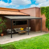 Pergola tarasowa przyścienna aluminiowa, szara - Nea II 5x3m GRINDI IN THE GARDEN - 2