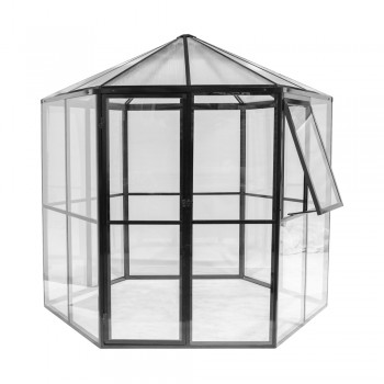 Oranżeria szklarnia ogrodowa z poliwęglanu - Salvia I - 240x240cm - czarna GRINDI IN THE GARDEN - 1