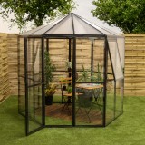 Oranżeria szklarnia ogrodowa z poliwęglanu - Salvia I - 240x240cm - czarna GRINDI IN THE GARDEN - 3